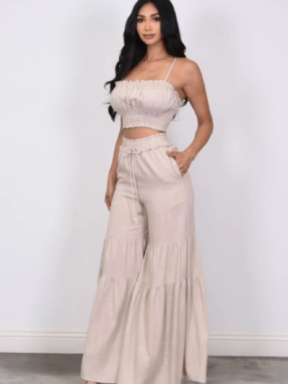 Linen crop top and pants set